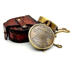 Brass Pocket Compass with Hinged Lid Chain